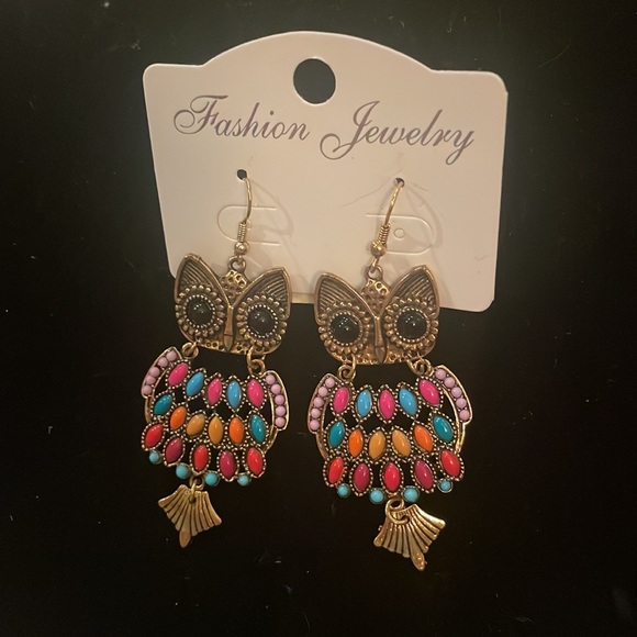 Colorful Owl Earrings - Picture 1 of 2